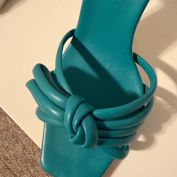 SCHUTZ Turquoise Knotted Heels - Picture 3 of 5